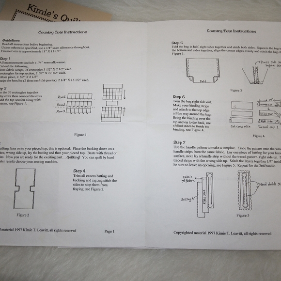 PATTERN #IJK106 Indygo Junction Kimie's Quilts Country Tote, new - Picture 2 of 3